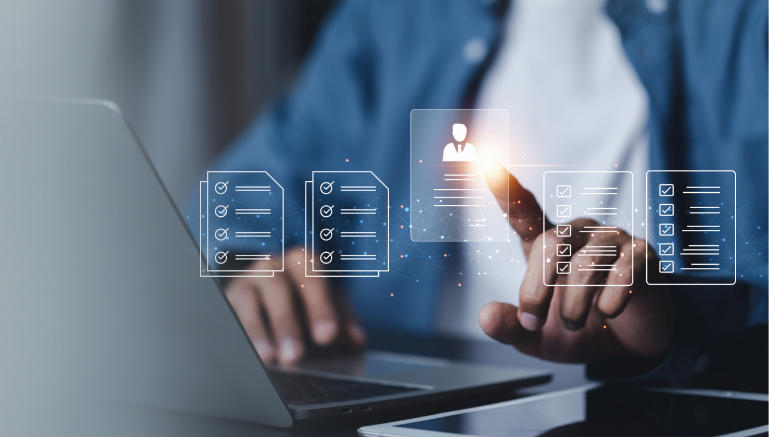 A healthcare professional accessing digital resources 